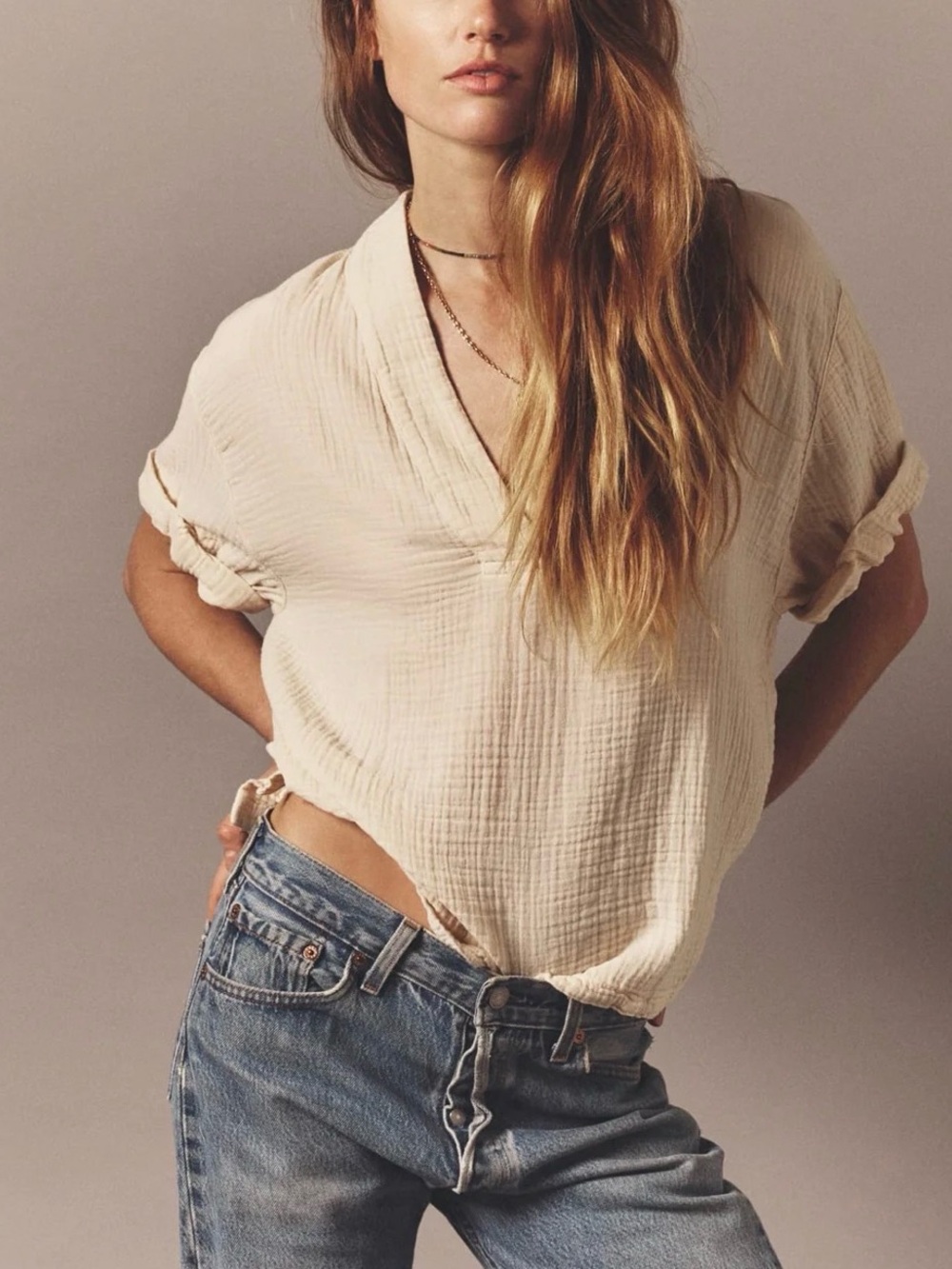 Womens XÍRENA 100% Cotton Gauzy Oysterette Avery* Top